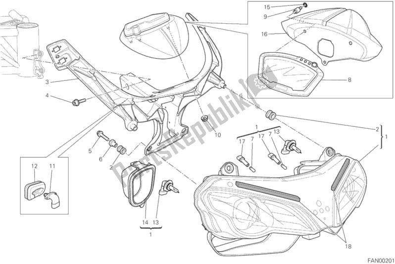 Todas las partes para Faro de Ducati Superbike 848 EVO USA 2012